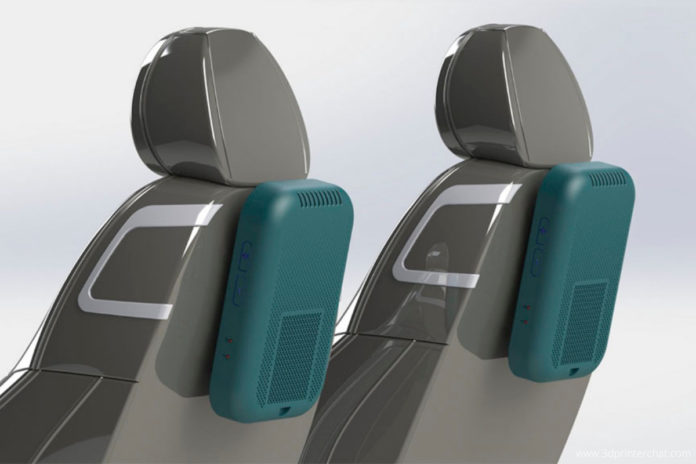Render showing two air filter system devices intended for vehicles