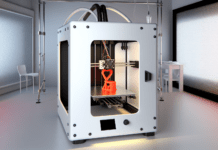 Prusa Core One Review: A Premium Resin 3D Printer for Enthusiasts High-resolution realistic photograph of Prusa Core One 3D printer in a professional workspace, showing the printer mid-operation with visible resin vat and printed part. Lighting should be natural or studio-style to highlight the machine's design and build quality.