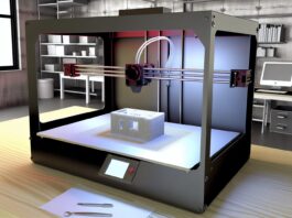 High-resolution realistic photograph of a desktop 3D printer mid-print with visible imperfections or failed print layers, photographed in a real workshop or home office environment. Avoid futuristic or stylized elements.