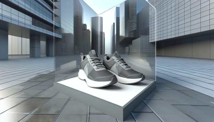 High-resolution realistic photograph of 3D printed sneakers from Adidas or Zellerfeld, photographed in a real urban environment, matching the look of existing press images about the same product. Avoid futuristic or stylized elements.