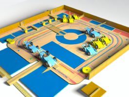 Prusa Research Enters Tabletop Gaming with 3D Printable ‘Crash Derby’ Board Game High-resolution realistic photograph of product from and Prusa Research Takes a Turn Onto the Tabletop With ‘Crash Derby’ Board Game - All3DP, photographed in a real environment, matching the look of existing press images about the same. Avoid futuristic or stylized elements.