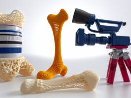 3D Printed Scaffolds Bring Artificial Bone Closer to Reality High-resolution realistic photograph of product from and 3D printed scaffolds bring artificial bone closer to reality - Advanced Science News, photographed in a real environment, matching the look of existing press images about the same {}. Avoid futuristic or stylized elements.