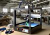 3D Printing Stocks in 2025: Performance and Market Trends High-resolution realistic photograph of a 3D printer operating in an industrial setting, with visible printed metal or polymer parts, photographed in a real environment, matching the look of existing press images about the same topic. Avoid futuristic or stylized elements.