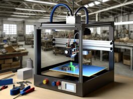 3D Printing Stocks in 2025: Performance and Market Trends High-resolution realistic photograph of a 3D printer operating in an industrial setting, with visible printed metal or polymer parts, photographed in a real environment, matching the look of existing press images about the same topic. Avoid futuristic or stylized elements.