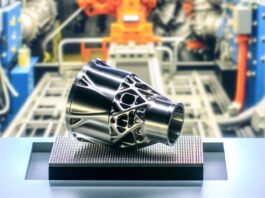 High-resolution realistic photograph of product from and Aircraft manufacturing with Titanium 3D printing - Airbus, photographed in a real environment, matching the look of existing press images about the same. Avoid futuristic or stylized elements.