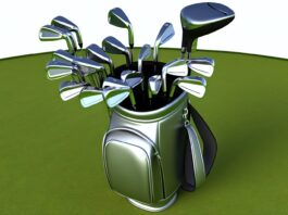 High-resolution realistic photograph of Cobra 3DP MB and 3DP X irons displayed on a golf course or in a professional golf bag, photographed in a real environment, matching the look of existing press images about the same clubs. Avoid futuristic or stylized elements.