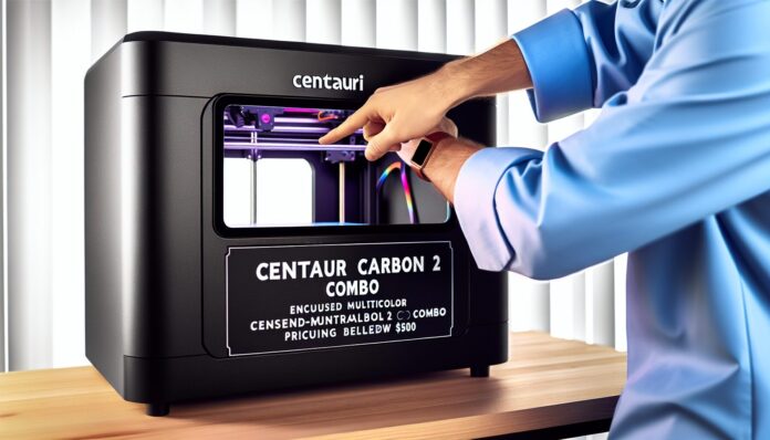 High-resolution realistic photograph of product from Elegoo debuts Centauri Carbon 2 Combo, an enclosed multicolor 3D printer below $500 - VoxelMatters, photographed in a real environment, matching the look of existing press images about the same. Avoid futuristic or stylized elements.
