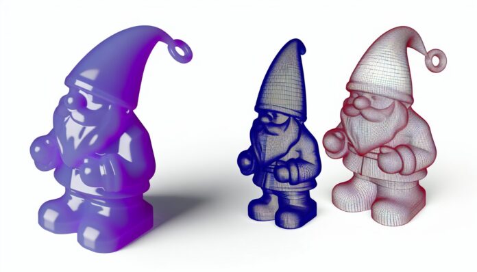 High-resolution realistic photograph of product from and 3D Printing Effect] Acrylic Christmas Gnome Ornament - Custom Couple - Personal Chic - Prost International, photographed in a real environment, matching the look of existing press images about the same {}. Avoid futuristic or stylized elements.