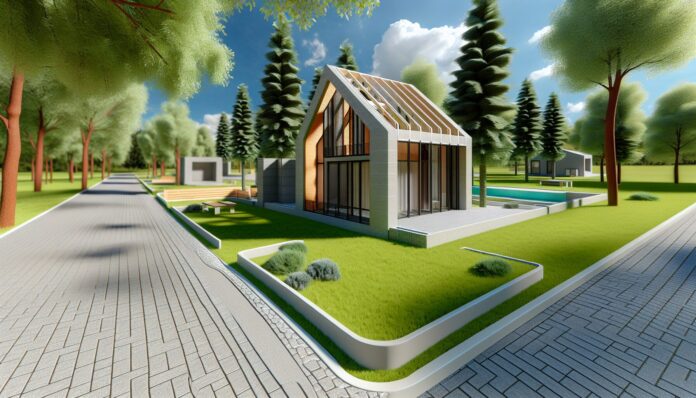 High-resolution realistic photograph of a 3D printed house in a real environment, matching the look of existing press images about the same. Avoid futuristic or stylized elements.