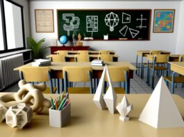 High-resolution realistic photograph of a classroom setting featuring 3D printed educational models from 3D Printing Elves, photographed in a real environment, matching the look of existing press images about the same. Avoid futuristic or stylized elements.