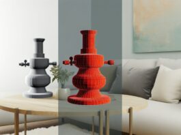 High-resolution realistic photograph of a 3D printed home decor item, photographed in a real environment, matching the look of existing press images about the same. Avoid futuristic or stylized elements.