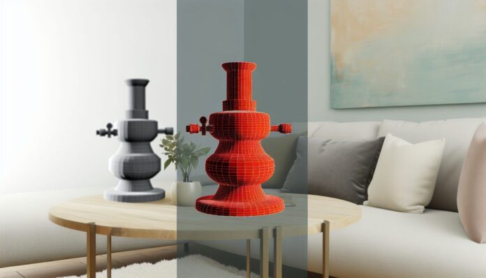 High-resolution realistic photograph of a 3D printed home decor item, photographed in a real environment, matching the look of existing press images about the same. Avoid futuristic or stylized elements.