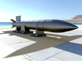 High-resolution realistic photograph of a 3D-printed cruise missile in a real environment, matching the look of existing press images about the same. Avoid futuristic or stylized elements.