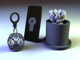High-resolution realistic photograph of a 3D printed keychain, phone stand, or planter, photographed in a real environment, matching the look of existing press images about the same. Avoid futuristic or stylized elements.