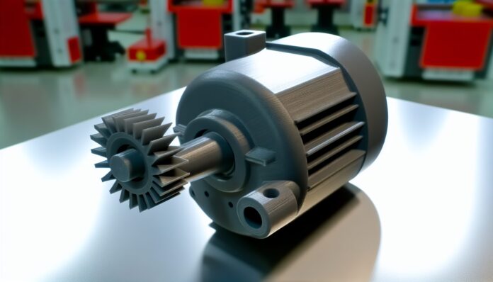 High-resolution realistic photograph of a 3D printed motor by MIT, photographed in a real environment, matching the look of existing press images about the same. Avoid futuristic or stylized elements.