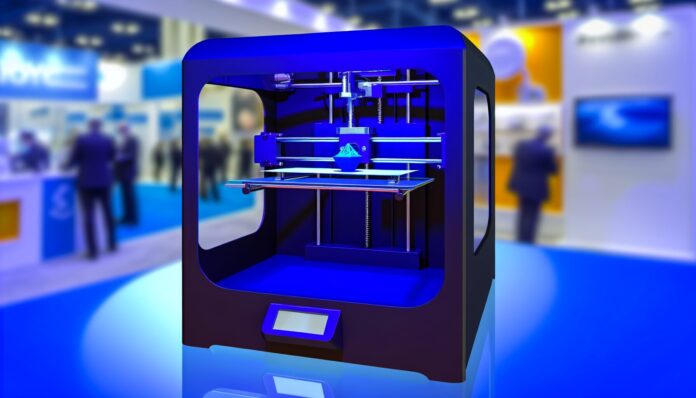 High-resolution realistic photograph of a 3D printer in action, photographed in a real environment, matching the look of existing press images about the same. Avoid futuristic or stylized elements.