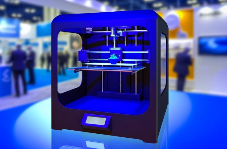 High-resolution realistic photograph of a 3D printer in action, photographed in a real environment, matching the look of existing press images about the same. Avoid futuristic or stylized elements.