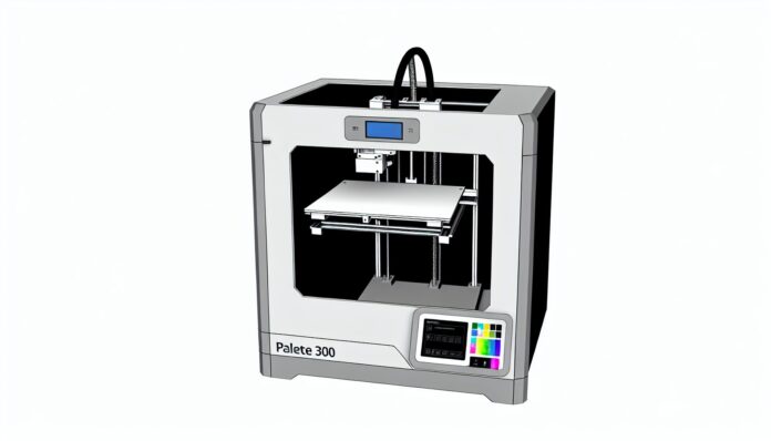 High-resolution realistic photograph of the Palette 300 3D printer in a real environment, matching the look of existing press images about the same product. Avoid futuristic or stylized elements.